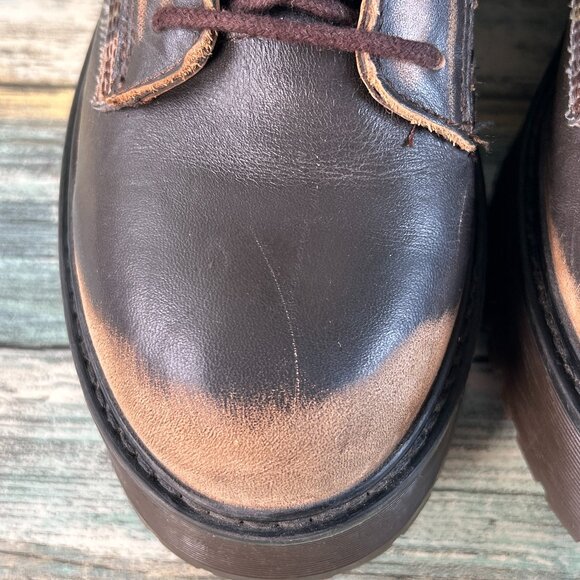 Steve Madden Avenger Combat Boot 9M Brown Leather Camo Print Platform Grunge - Picture 12 of 13